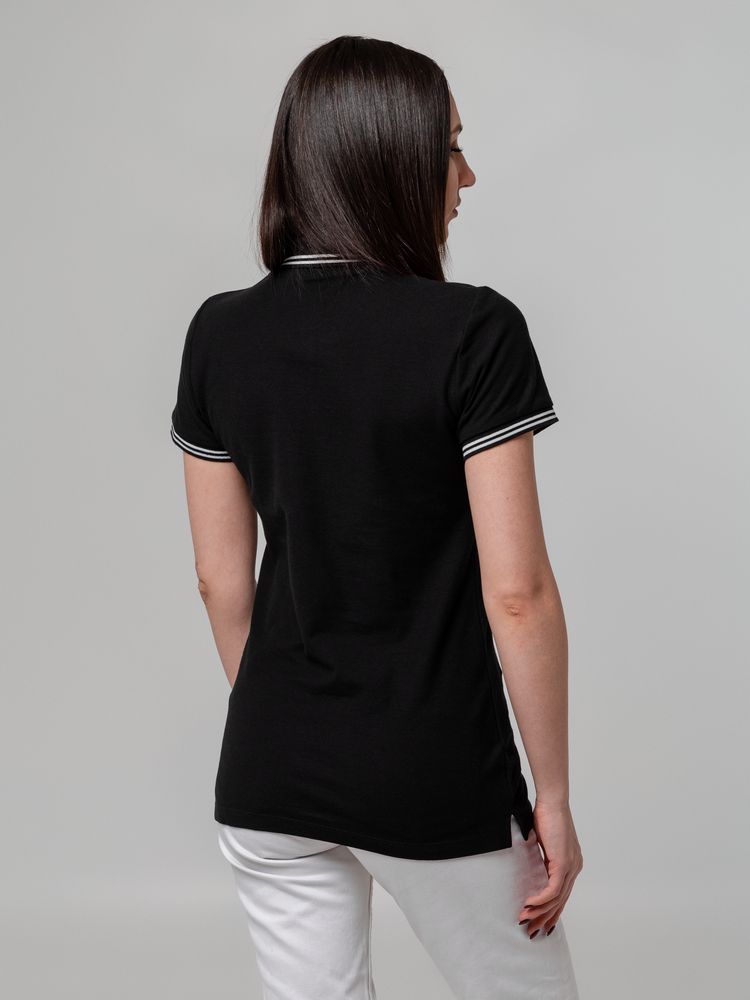 Рубашка поло женская Virma Stripes Lady, черная Рубашка поло женская Virma Stripes Lady, черная