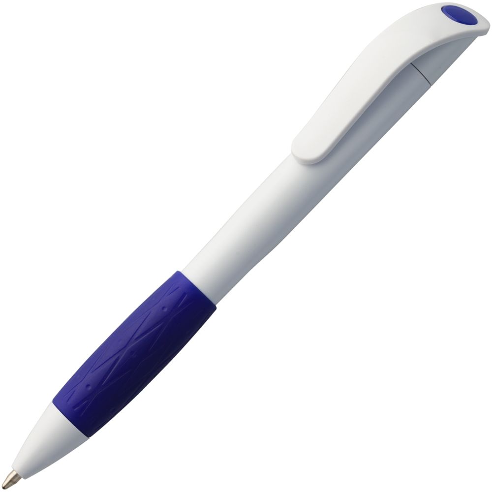 Ручка шариковая Grip, белая (молочная) с синим Ручка шариковая Grip, белая (молочная) с синим