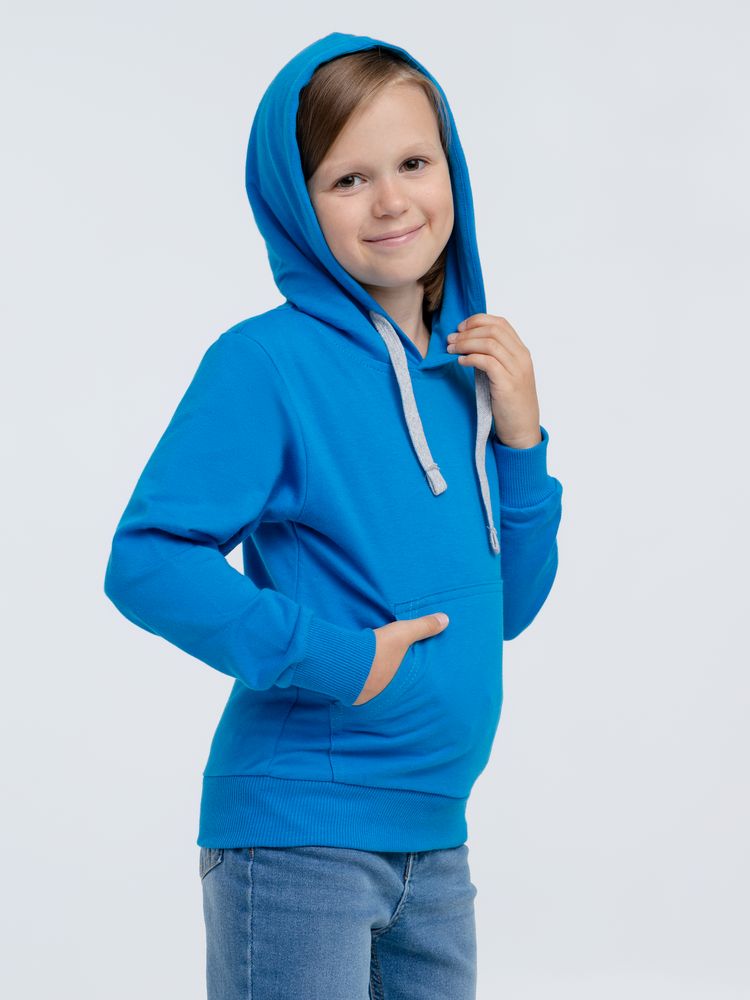 Толстовка с капюшоном детская Kirenga Kids, бирюзовая Толстовка с капюшоном детская Kirenga Kids, бирюзовая