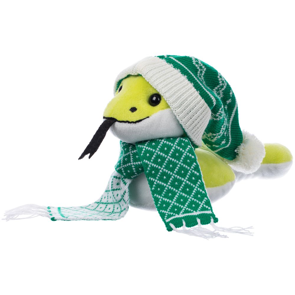 Мягкая игрушка Baby Snake Left, в зеленом шарфике и шапочке Мягкая игрушка Baby Snake Left, в зеленом шарфике и шапочке