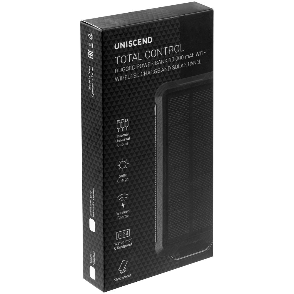 Аккумулятор защищенный Total Control 10000 мАч, черный Аккумулятор защищенный Total Control 10000 мАч, черный
