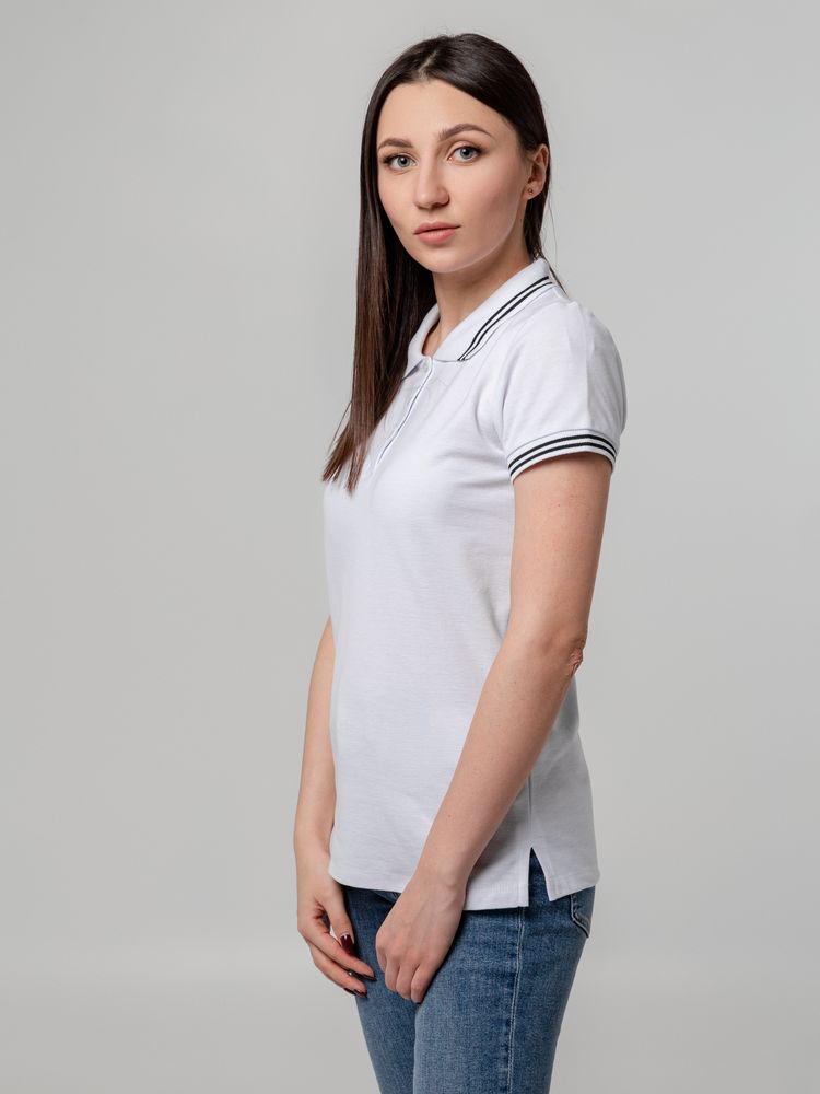 Рубашка поло женская Virma Stripes Lady, белая Рубашка поло женская Virma Stripes Lady, белая