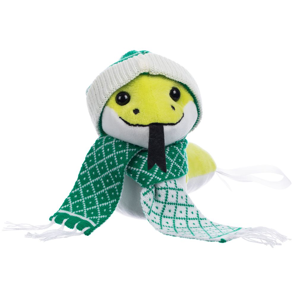 Мягкая игрушка Baby Snake Right, в зеленом шарфике и шапочке Мягкая игрушка Baby Snake Right, в зеленом шарфике и шапочке