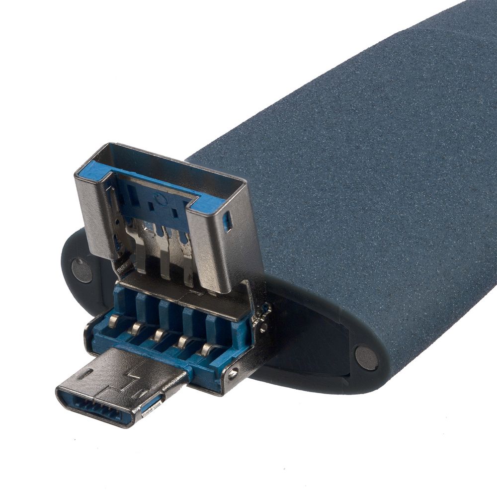 Флешка Pebble Universal, USB 3.0, серо-синяя, 32 Гб Флешка Pebble Universal, USB 3.0, серо-синяя, 32 Гб