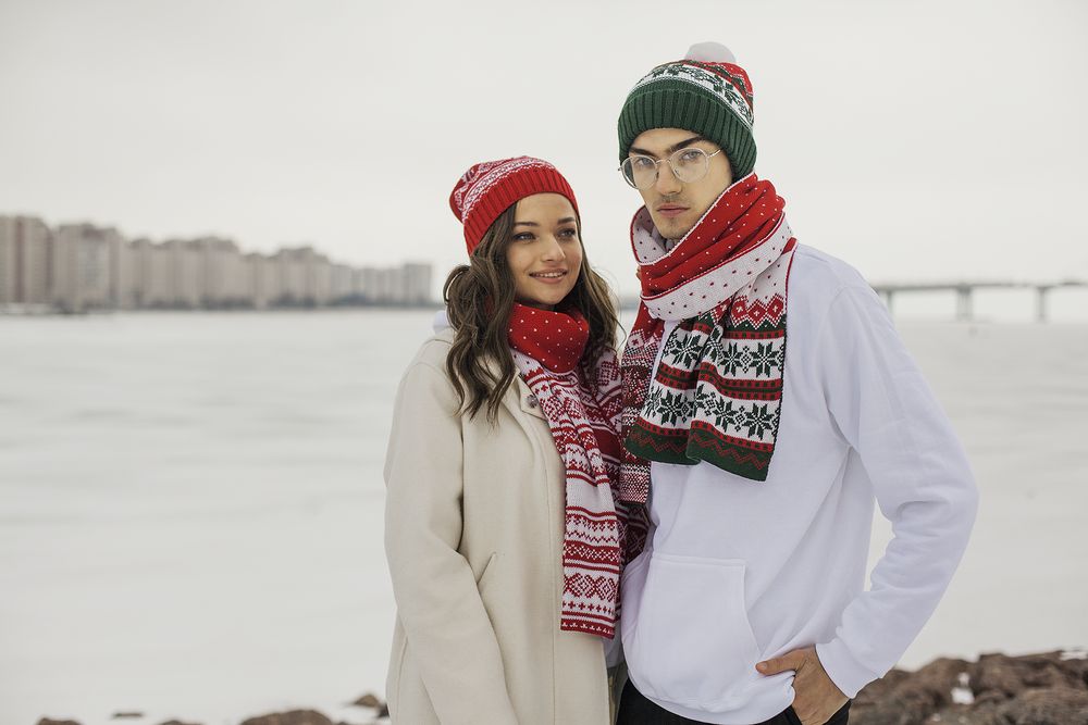 Шарф Happy View, красный с зеленым Шарф Happy View, красный с зеленым