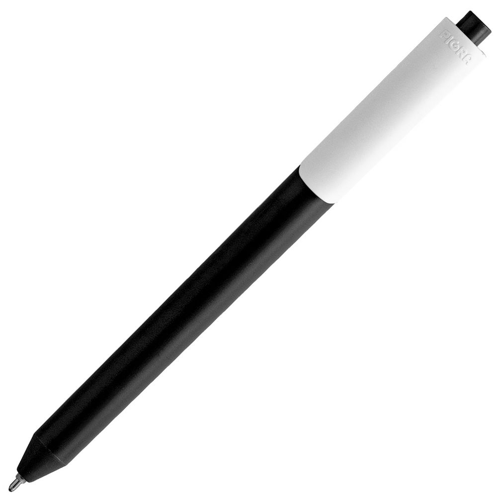 Ручка шариковая Pigra P03 Mat, черная с белым Ручка шариковая Pigra P03 Mat, черная с белым