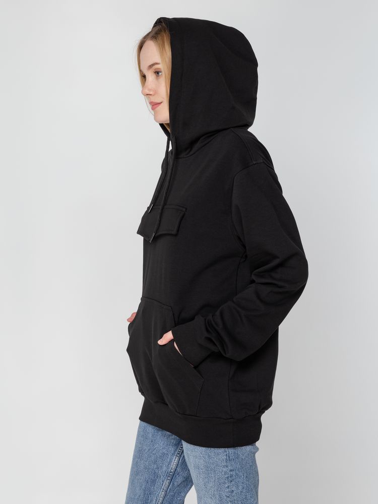 Худи унисекс с карманом на груди Chest Pocket, черное Худи унисекс с карманом на груди Chest Pocket, черное