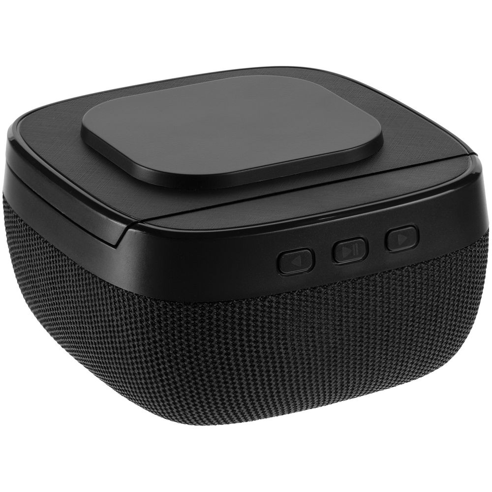 Колонка с беспроводной зарядкой Esca и подсветкой логотипа, черная