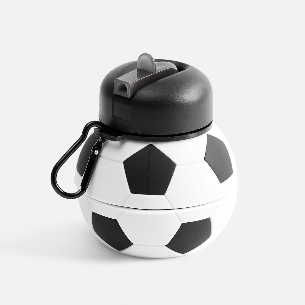 Складная бутылка для воды Football Flex, белая с черным Складная бутылка для воды Football Flex, белая с черным