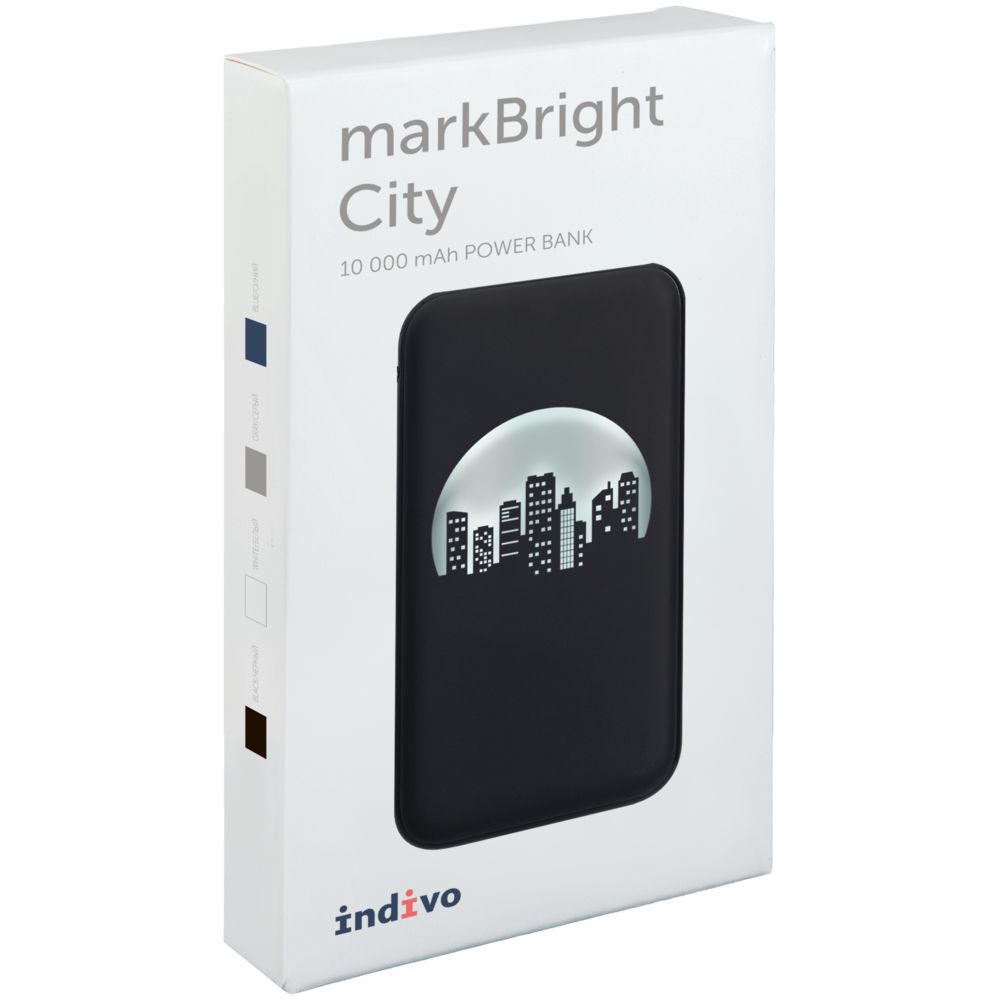 Аккумулятор с подсветкой markBright City, 10000 мАч, серый Аккумулятор с подсветкой markBright City, 10000 мАч, серый