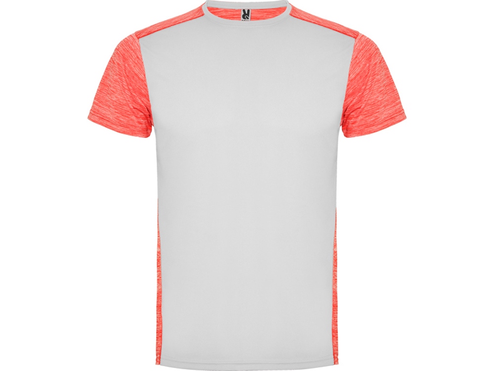 Спортивная футболка Zolder мужская, белый/меланжевый неоновый коралловый