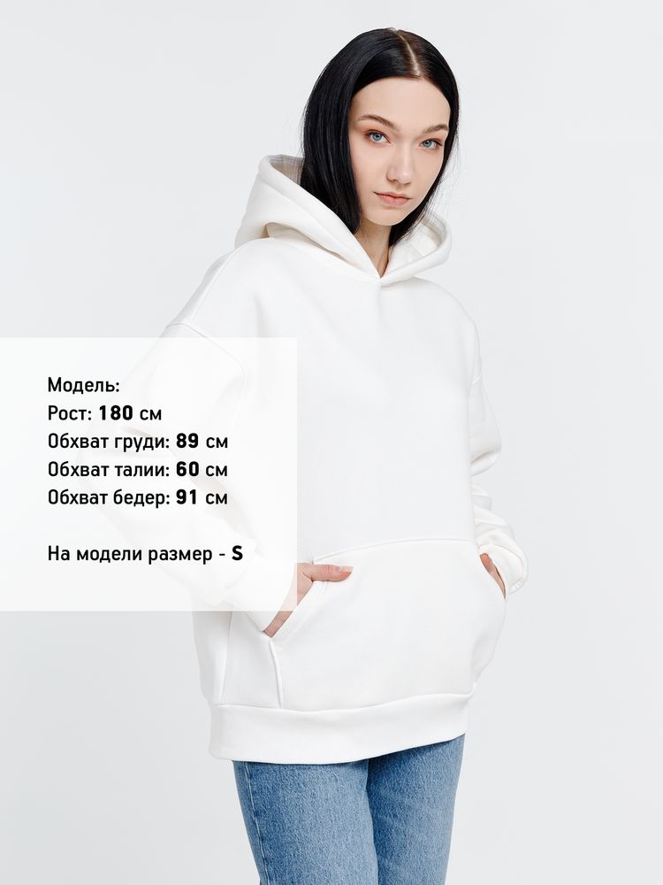 Худи оверсайз унисекс Go Easy, молочно-белое Худи оверсайз унисекс Go Easy, молочно-белое