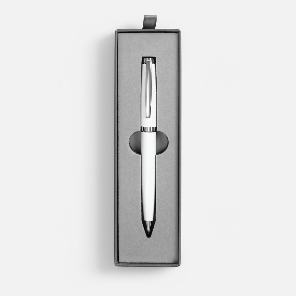 Ручка шариковая Letra Chrome в футляре, белая Ручка шариковая Letra Chrome в футляре, белая