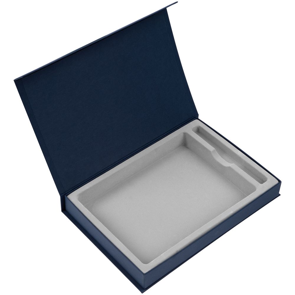Коробка Silk с ложементом под ежедневник 15х21 см и ручку, ver.2, синяя Коробка Silk с ложементом под ежедневник 15х21 см и ручку, ver.2, синяя