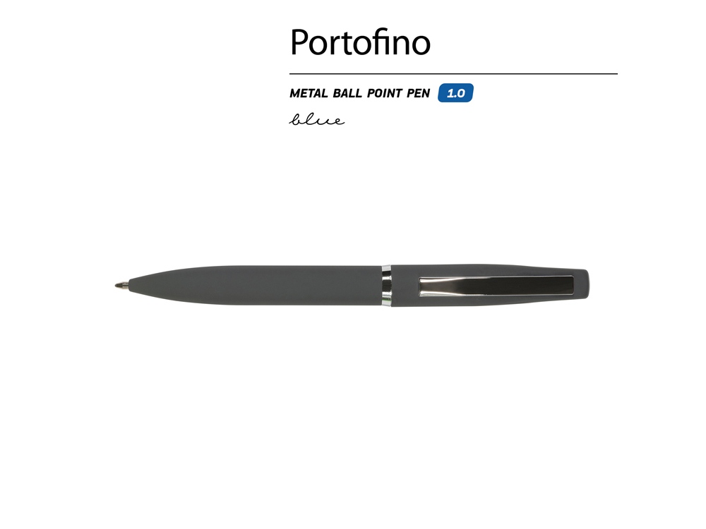 Ручка металлическая шариковая Portofino, софт-тач, 1.0 мм, серый