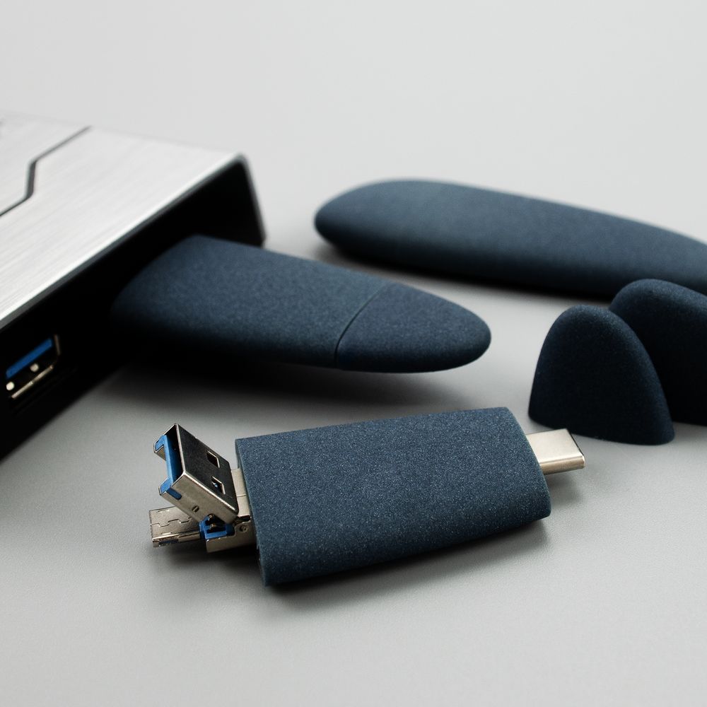 Флешка Pebble Universal, USB 3.0, серо-синяя, 32 Гб Флешка Pebble Universal, USB 3.0, серо-синяя, 32 Гб