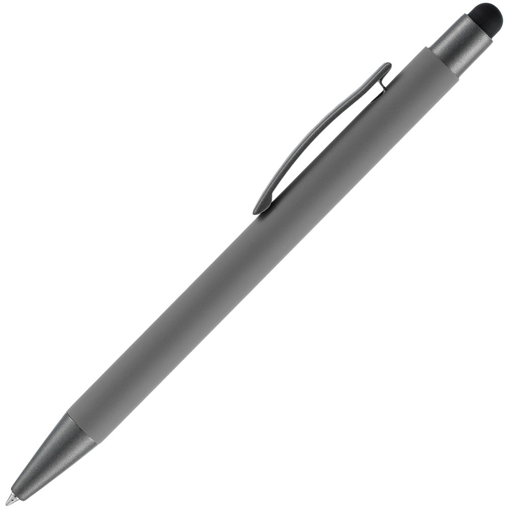 Ручка шариковая Atento Soft Touch со стилусом, серая Ручка шариковая Atento Soft Touch со стилусом, серая