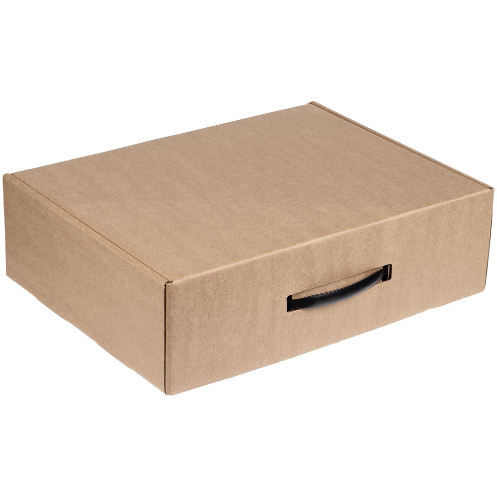 Коробка самосборная Light Case, крафт, с черной ручкой Коробка самосборная Light Case, крафт, с черной ручкой