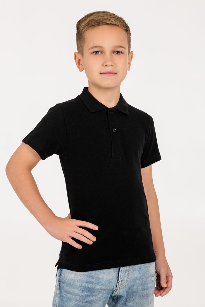 Рубашка поло детская Virma Kids, черная Рубашка поло детская Virma Kids, черная