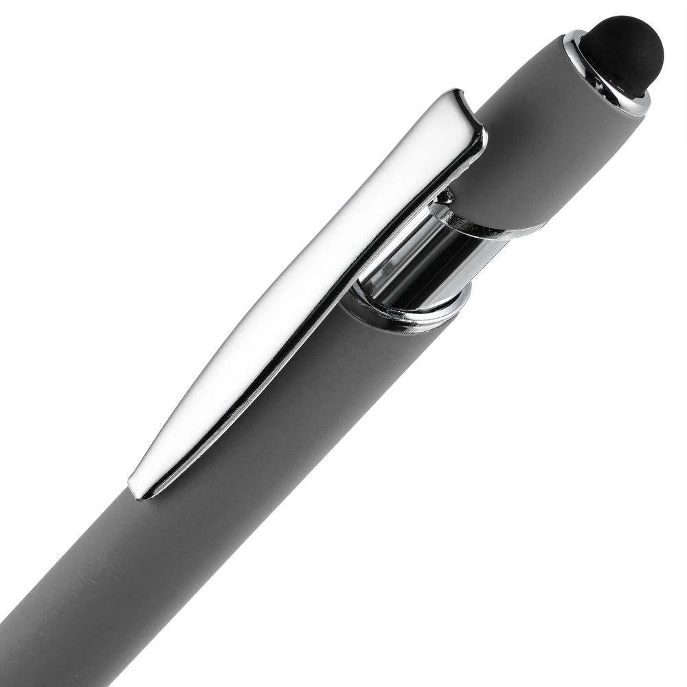 Ручка шариковая Pointer Soft Touch со стилусом, серая Ручка шариковая Pointer Soft Touch со стилусом, серая