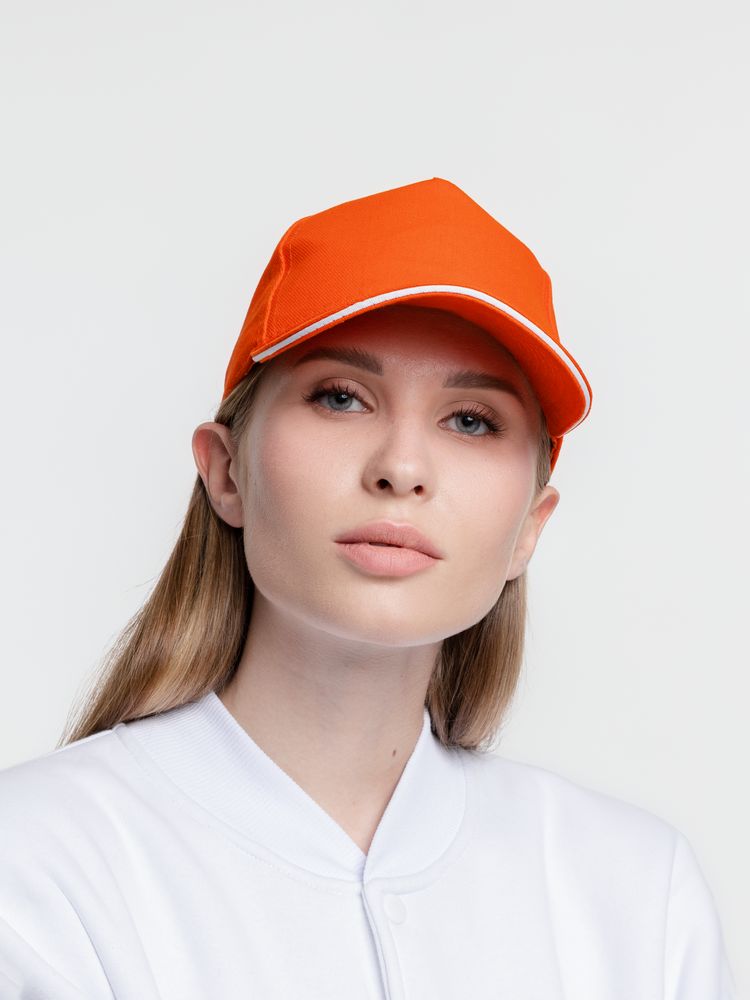 Бейсболка Classic, оранжевая с белым кантом Бейсболка Classic, оранжевая с белым кантом