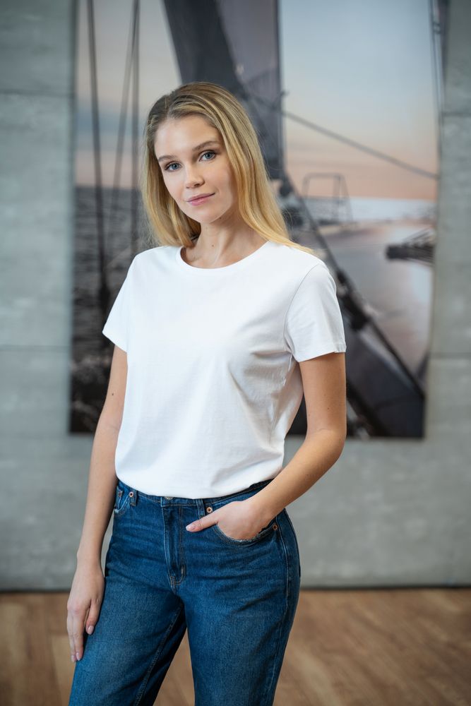 Футболка женская Ladies American U, светлый меланж Футболка женская Ladies American U, светлый меланж
