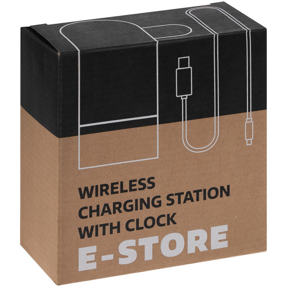 Зарядная станция c часами E-Store для смартфона, часов и наушников, черная Зарядная станция c часами E-Store для смартфона, часов и наушников, черная