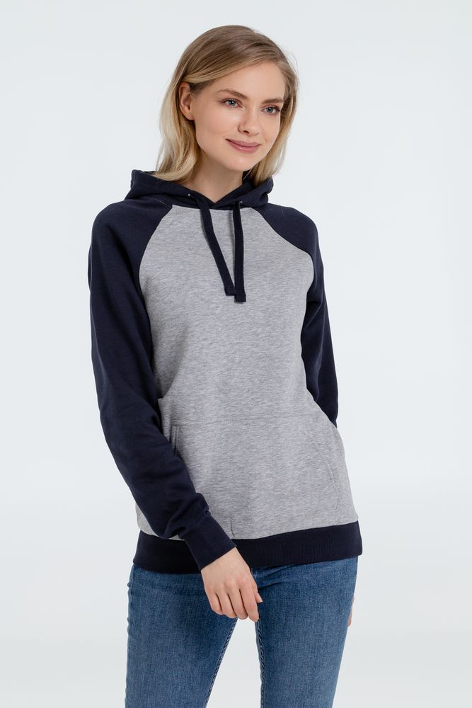 Толстовка унисекс Seattle, серый меланж с темно-синим