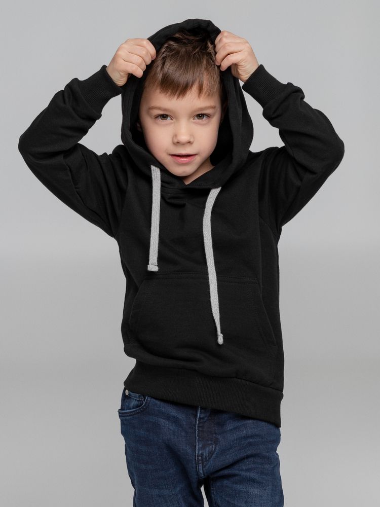 Толстовка с капюшоном детская Kirenga Kids, черная Толстовка с капюшоном детская Kirenga Kids, черная