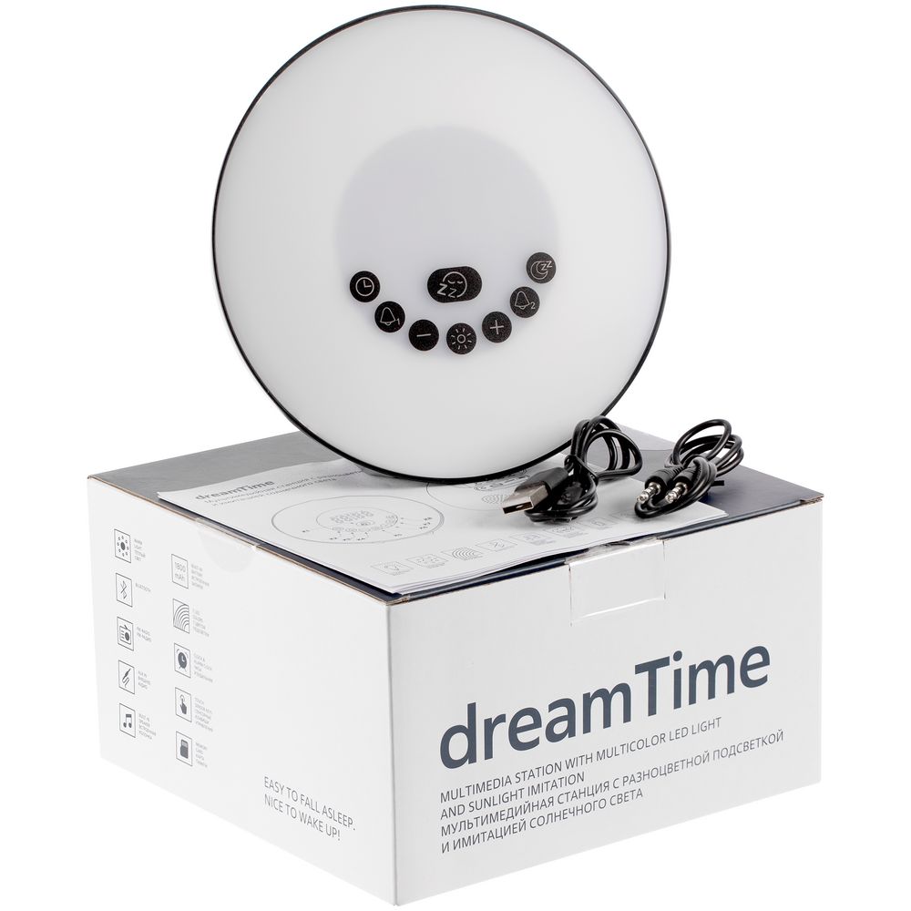 Лампа-колонка со световым будильником dreamTime, ver.2, черная Лампа-колонка со световым будильником dreamTime, ver.2, черная