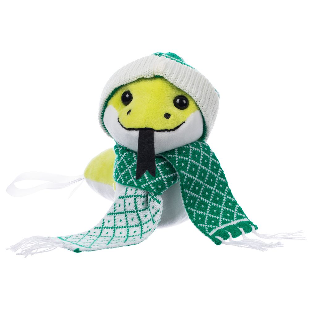 Мягкая игрушка Baby Snake Left, в зеленом шарфике и шапочке Мягкая игрушка Baby Snake Left, в зеленом шарфике и шапочке