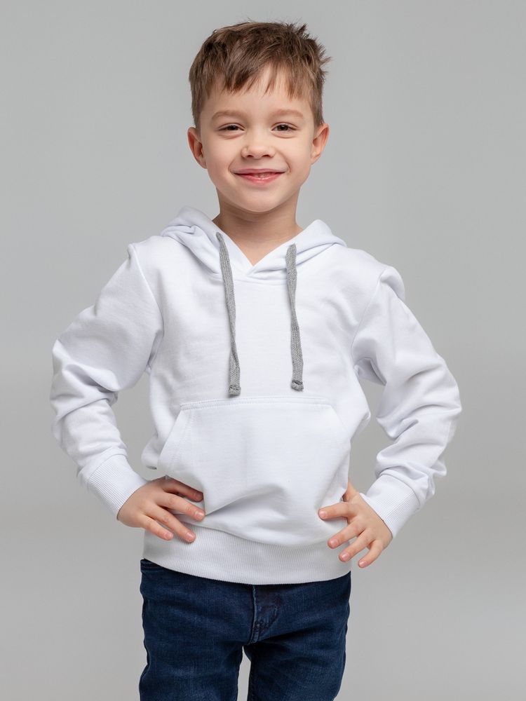 Толстовка с капюшоном детская Kirenga Kids, белая Толстовка с капюшоном детская Kirenga Kids, белая