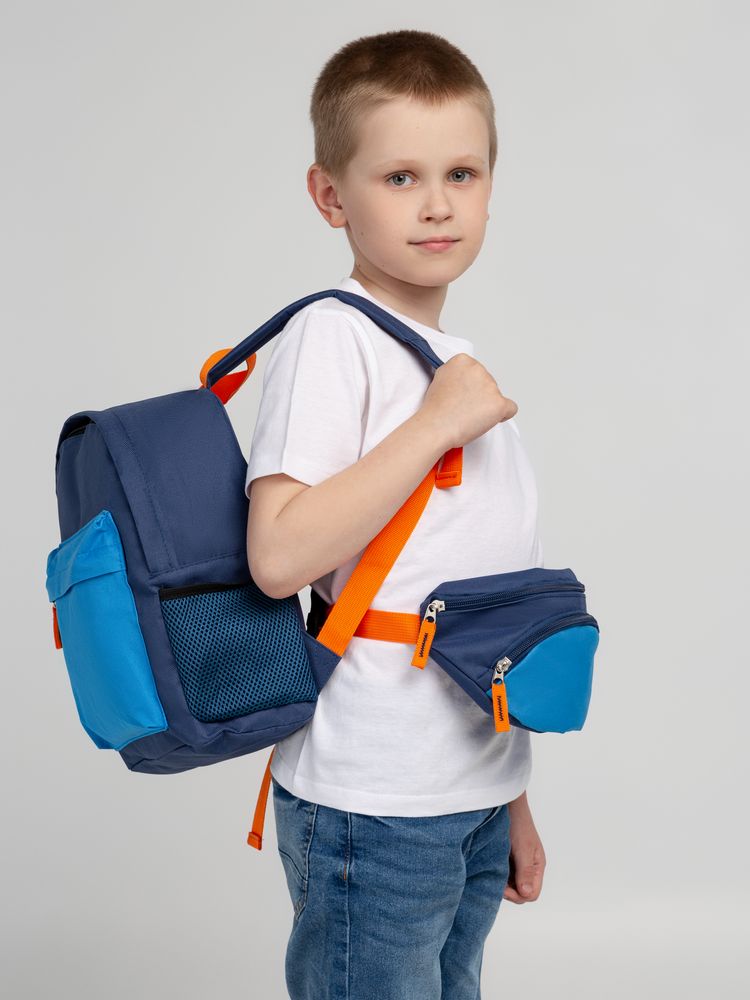 Поясная сумка детская Kiddo, синяя с голубым Поясная сумка детская Kiddo, синяя с голубым