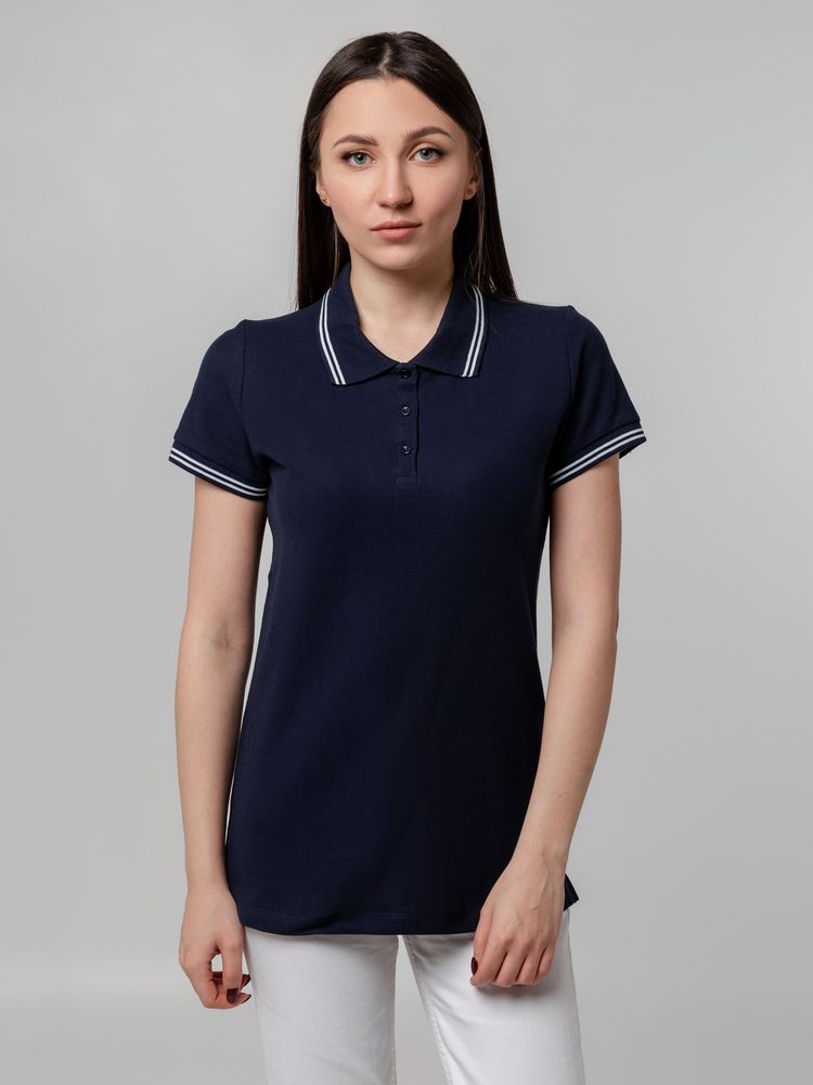 Рубашка поло женская Virma Stripes Lady, темно-синяя Рубашка поло женская Virma Stripes Lady, темно-синяя