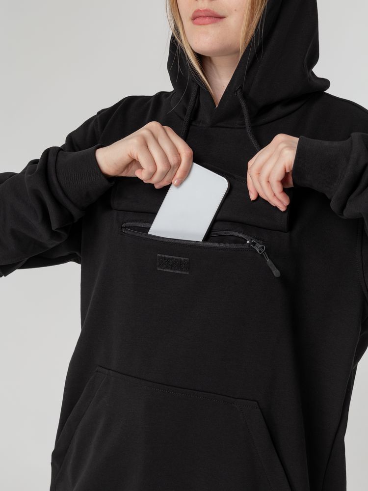 Худи унисекс с карманом на груди Chest Pocket, черное Худи унисекс с карманом на груди Chest Pocket, черное