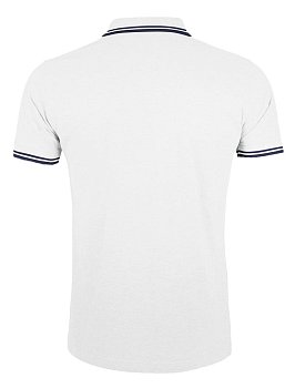 Рубашка поло женская Pasadena Women 200 с контрастной отделкой, белая с синим