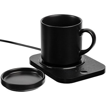 Кружка с подогревом и беспроводной зарядкой dualBase plus, черная