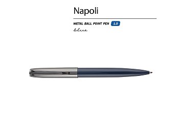 Ручка металлическая шариковая Napoli, синий/вороненая сталь