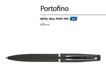 Ручка Portofino шариковая  автоматическая, черный металлический корпус, 1,0 мм, синяя