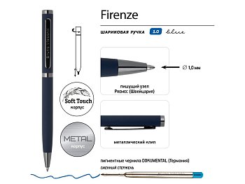 Ручка Firenze шариковая автоматическая софт-тач, синяя