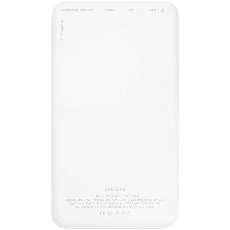 Аккумулятор All Day Compact PD 20000 мAч, белый