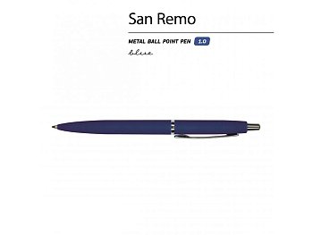 Ручка металлическая шариковая San Remo, 1,0мм, синие чернила, ярко-синий