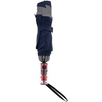 Зонт наоборот складной Futurum со светоотражающим кантом, темно-синий