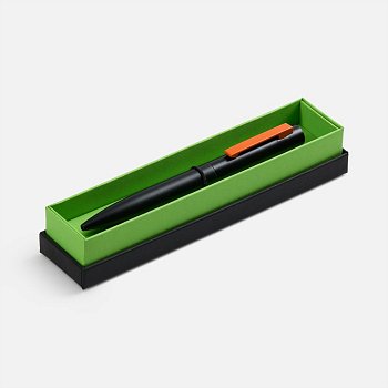 Ручка шариковая Inkolor в футляре, черная с оранжевым