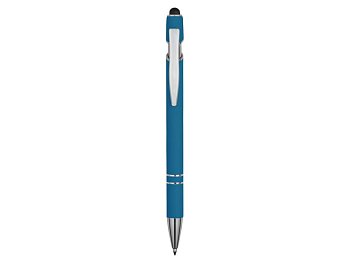 Ручка металлическая soft-touch шариковая со стилусом Sway, синий/серебристый (P)
