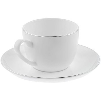 Кофейная пара Select, белая с серебристой отводкой