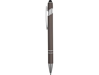Ручка металлическая soft-touch шариковая со стилусом Sway, серый/серебристый (P)