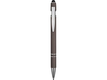 Ручка металлическая soft-touch шариковая со стилусом Sway, серый/серебристый (P)