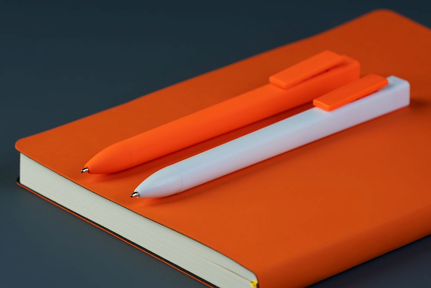 Ручка шариковая Swiper SQ, белая с неоново-оранжевым